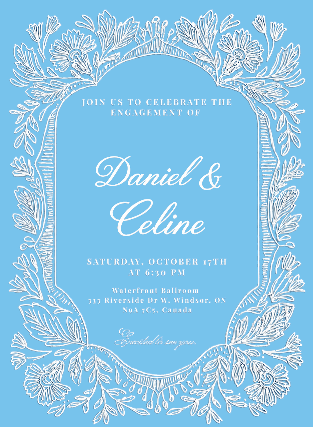 Daniel and Celine engagement invitation